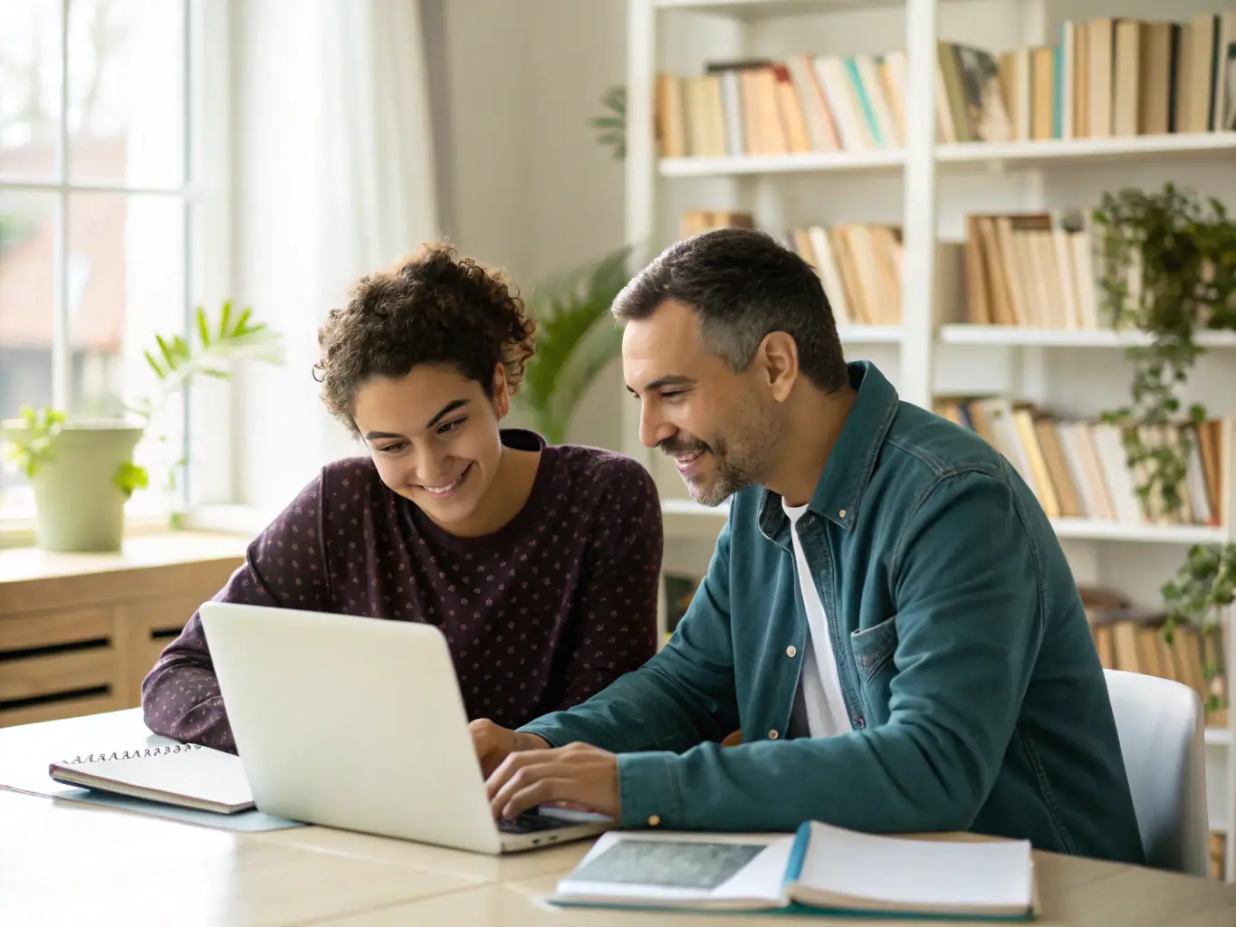An image of a mentor and artist discussing a portfolio in a professional studio setting, symbolizing artist career development.